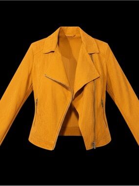 bagatelle Women's Mustard Suede Open-Front Draped Jacket